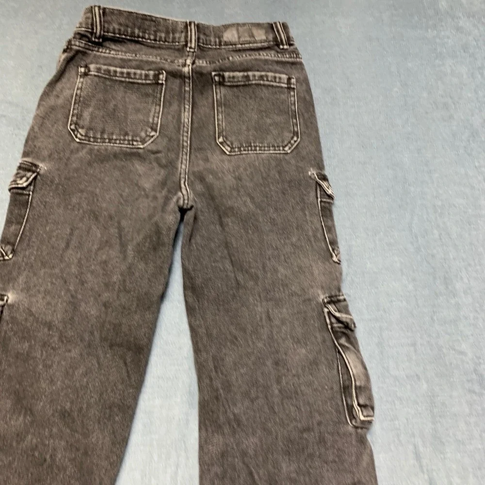 Pacsun Baggy Jeans Kids 10 Gray Denim Cargo Pockets Zip Fly Comfort Outdoor